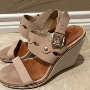 1. State Women's Gizela Leather Studded Wedge Sandals Espadrilles Beige 7 M 37.5